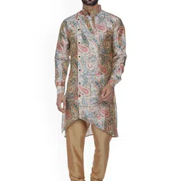 VEERA PARIDHAAN Men Paisley Printed Angrakha Kurta with Churidar-image-40