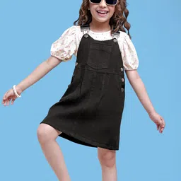 Hola Bonita Girls Denim Pinafore Dress-image-15