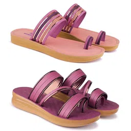 BERSACHE Women Pack Of 2 One Toe Flats-image-56