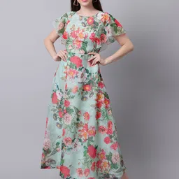 BAESD Floral Print Georgette Maxi Dress-image-1