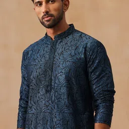 Jompers Men Floral Embroidered Regular Sequinned Kurta with Pyjamas-image-34