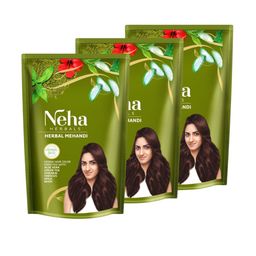 Neha Herbal Set Of 3 Herbal Mehandi - 140 g Each - Brown-47
