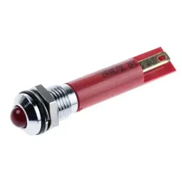 RS PRO Red Panel Mount Indicator, Mounting Hole Size 8 mm, Termination Type Solder Tab, IP Rating IP67, Model No 212042-13