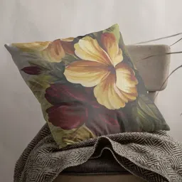 THEYAYACAFE Brown & Red Floral Velvet Square Cushion Covers-image-35
