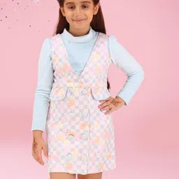 CUTECUMBER Girls Checked Pinafore Dress-image-32