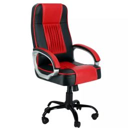 zidle Paris Ergonomic High Back Executive Office Chair Leather & Metal 83.82x66.04 cm Red, Black for Study & Home Office-43
