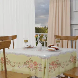 Kuber Industries Cream-Coloured Ethnic Motifs Waterproof 4-Seater Square Table Cover image 2