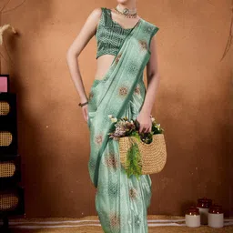 RACHNA Green Satin Printed Sarees-picture-3
