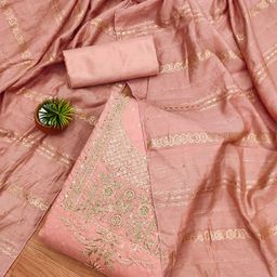 Rangtulika Ethnics Floral Embroidered Sequinned Art Silk Unstitched Dress Material-picture-24