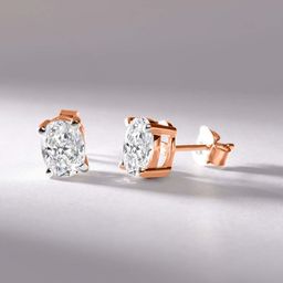 Sparkles 14Kt Gold Oval Solitaire Stud Earrings With 0.75 Carat Lab Grown Diamond - 1.35g-picture-14