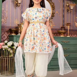 BAESD Girls Floral Printed A-Line Kurta With Salwar And Dupatta-image-61