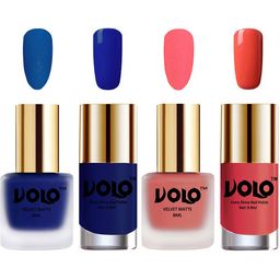 VOLO Set Of 4 Velvet Matte & Extra Shine Nail Polish -8 ml&9.9 ml Each -19-41-66-49-35
