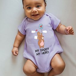 Zeezeezoo Infant Kids My Daddy My Hero Printed Pure Cotton Bodysuit-45
