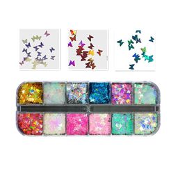 Ekinsu Set Of 12 Grid Butterfly Nail Art Accessories-19