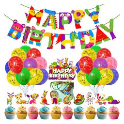 Zyozi Jungle Safari Birthday Decoration Combo - Banner, Balloons, Cake & CupCake Topper Multicolor - Pack Of 37-image-20