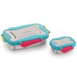 Steellock Smart Stainless Steel Tiffin Lunch Box For Kids and Adults 2 pc Set | Airtight & Leakproof | Rectangle Combo Tiffin Box For School & Office With Steel Lid | (1pc - 750ml & 1pc - 170ml) Romeo-16