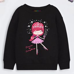 Trampoline Full Sleeves Princess Of Everything Text Printed Sweatshirt - Black-picture-34