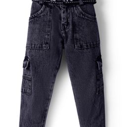Rikidoos Denim Woven Solid Jeans With Belt - Navy Blue-image-72