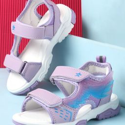 Cute Walk by Babyhug Velcro Closure Sandals with Feather Applique - Purple-image-66