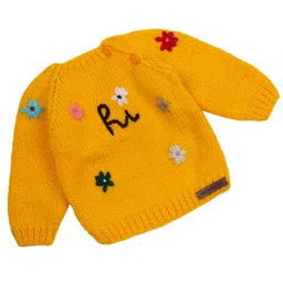 The Original Knit Full Sleeves Floral Embroidered Sweater - Yellow-picture-12