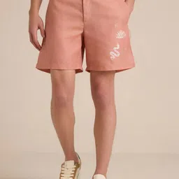 Muvazo Men Floral Printed Linen Shorts-image-72