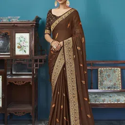 DIVASTRI Ethnic Motifs Silk Blend Saree-image-98