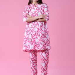 V-Mart Ethnic Printed Mandarin Collar Tunic & Trousers Co-Ords-picture-19