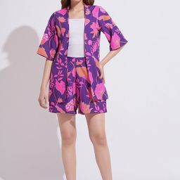 DressBerry Floral Printed Shrug & Shorts Co-Ord Set-image-67