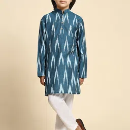 SKAVIJ Boys Printed Pure Cotton Kurta With Pyjamas-image-85