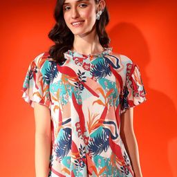 Justin Whyte Women Abstract Printed Round Neck Top-image-43