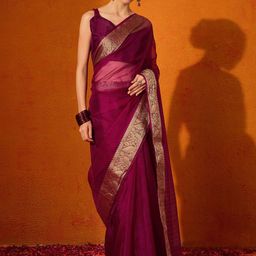 Anouk Woven Design Zari Organza Festive Saree-image-79