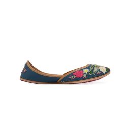 NR BY NIDHI RATHI Blue Printed Leather Embellished and Embroidered Juttis-picture-27