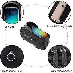 PROBEROS ® Bicycle Frame Bag Cycle Pouch for Bicycle with TPU Touch Screen Large Capacity EVA Pressure-Resistant Handlebar Headphone Hole, Suitable for Phone Under 7.0 Inch Cycle Accessories image 3