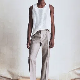 H&M Regular Fit Tailored Linen-Blend Trousers-image-81