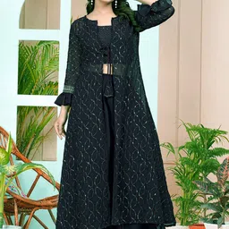 GRISHU COLLECTION Embroidered Sequined Top With Skirt & Jacket Co-Ords-image-23