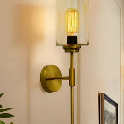 Homesake Gold-Toned & White Metal Cylinder Shaped Wall Lamp-12