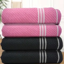 Aura Pink & Black 4 Cotton 400 GSM Bath Towel-6