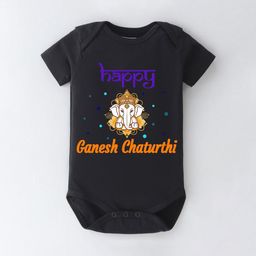 BLUSHES Infants Ganesh Chaturthi Printed Pure Cotton Bodysuit-image-87