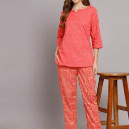 COTNUF Printed Pure Cotton Top With Trouser Co-Ords-picture-4