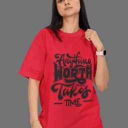 SNUG24 Typographic Printed Drop-Shoulder Sleeves Pure Cotton Oversized T-shirt-image-46