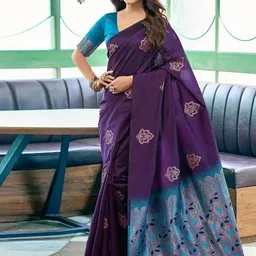 KALINI Ethnic Motifs Zari Art Silk Banarasi Saree-49