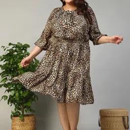 Oxolloxo Women Animal Printed Fit & Flare Dress-picture-46