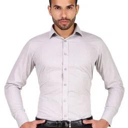 DESIGN UP Men Classic Spread Collar Solid Polycotton Slim Fit Formal Shirt-image-55