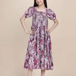Pinly Puff Sleeve Crepe Fit & Flare Midi Dress-picture-38