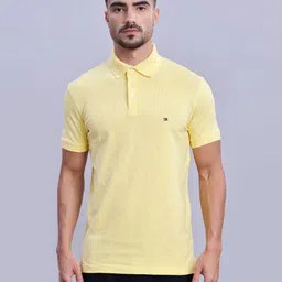 Tommy Hilfiger Men Solid Polo Collar Cotton Regular Fit T-shirt-image-42