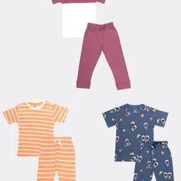Orange Sugar Unisex Kids Printed T-shirt with Pyjamas-17
