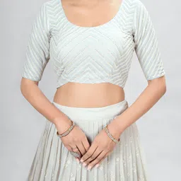 Fusionic Embellished Thread Work Semi-Stitched Lehenga & Unstitched Blouse With Dupatta image 2