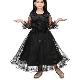 Zenat Girls Black Ruffled Fit & Flare Dress-image-79