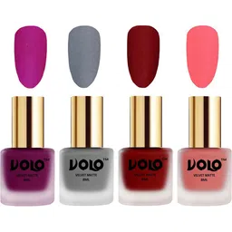VOLO Set Of 4 Velvet Matte Nail Polish- 8 ml Each- 14 -20-22- 41-12