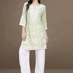 Rani Saahiba Women Ethnic Motifs Embroidered Straight Kurta with Trousers-picture-45